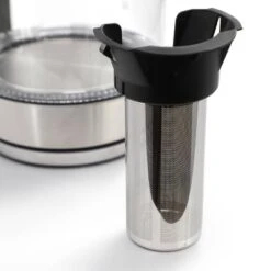 MegaChef 1.8L Glass Body And Stainless Steel Electric Tea Kettle With Tea Infuser Clear/Silver: 1000W, Overheat Protection, 360° Base -Kitchen Appliances GUEST 01073946 b822 4a2d a07b e3237b16f9bc