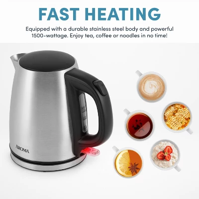 Aroma 1L Electric Water Kettle - Stainless Steel: Tea Kettle, Water Heater, Overheat Protection, 360° Rotating Base 9 Aroma 1L Electric Water Kettle - Stainless Steel: Tea Kettle, Water Heater, Overheat Protection, 360° Rotating Base - Image 9