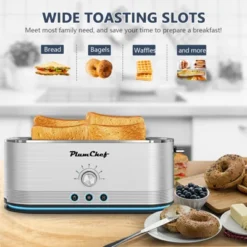 ELJGET Toaster 4 Slice, Extra Long Slots 4 Slice Toaster, Reheat/Defrost/Cancel Function 6 Browning Settings Auto Pop-up Removable Crumb Tray, Silver -Kitchen Appliances GUEST 02eed476 e048 4072 8be3 872169868b38