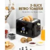 ZACHVO 2 Slice Toaster, Retro Bread Toaster With LED Display-Black