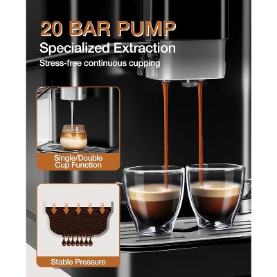 20 Bar Fully Automatic Espresso Machine 1350W Coffee Maker With Adjustable Grinder & Touch Screen Control & Automatic Milk Frother 2 20 Bar Fully Automatic Espresso Machine 1350W Coffee Maker With Adjustable Grinder & Touch Screen Control & Automatic Milk Frother - Image 2