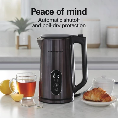 Hamilton Beach 1.7Liter DoubleWall Dig SS Kettle 40851: Electric Water & Tea Heater, 1.7L, Stainless Steel, 1500W, Black 4 Hamilton Beach 1.7Liter DoubleWall Dig SS Kettle 40851: Electric Water & Tea Heater, 1.7L, Stainless Steel, 1500W, Black - Image 4