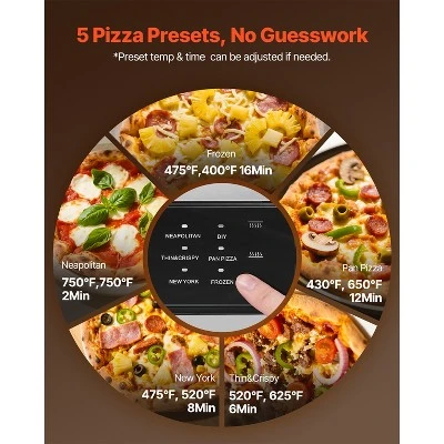 VEVOR Electric Pizza Oven, Smart Pizzas Maker Indoor With 5 Preset, 12-Inch Countertop Pizza Cooker W/ Touch Srceen, 750℉ Max Temp, Silver&Grey 2 VEVOR Electric Pizza Oven, Smart Pizzas Maker Indoor With 5 Preset, 12-Inch Countertop Pizza Cooker W/ Touch Srceen, 750℉ Max Temp, Silver&Grey - Image 2
