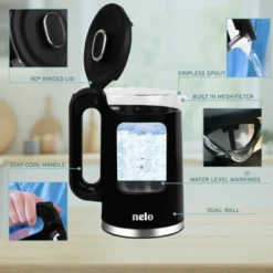 NELO Electric Kettle With Keep Warm Function, Sleek Glass Window Double Wall Design, LED Indicator Lights, Auto Shut-Off, BPA-Free, 1.7 Liters -Kitchen Appliances GUEST 064ce8ab 67da 46fb b96a d92f688a403d
