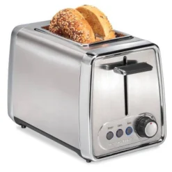 Hamilton Beach Modern Chrome 2-Slice Toaster - 22785: Stainless Steel, Bagel & Defrost Options, Extra Wide Slots