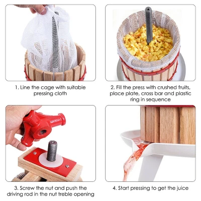 Costway 1.6 Gallon Fruit Wine Press Cider Apple Grape Crusher Juice Maker Tool Wood 5 Costway 1.6 Gallon Fruit Wine Press Cider Apple Grape Crusher Juice Maker Tool Wood - Image 5