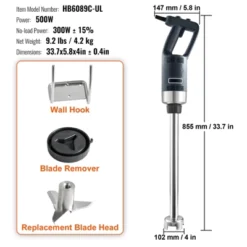 VEVOR Commercial Immersion Blender, 500 Watt Heavy Duty Hand Mixer, Variable Speed Kitchen Stick Mixer With 304 Stainless Steel Blade -Kitchen Appliances GUEST 082d7294 325a 4112 83e4 c4b35c93e9b4