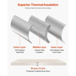 VEVOR Pizza Oven Outdoor, 12" Pellet Pizza Oven, Portable Pizza-Stove With Built-in Thermometer, Wood Fired Stainless Steel Pizza-Maker, Silver -Kitchen Appliances GUEST 083912ae 2125 4b3c 88c0 f5491c3ae225