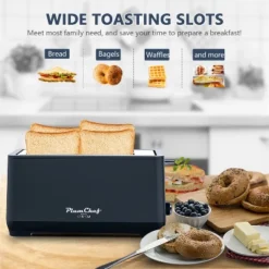 ELJGET Long Slot 4 Slice Toaster Black 1600W, For Bagels & Waffles, 6 Browning Levels, 4 Basic Functions & Removable Tray, Kitchen Gadgets -Kitchen Appliances GUEST 08dacd2a 0d2c 4eb3 8cf5 88c973ea9a38