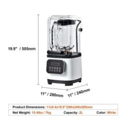 VEVOR Professional Blender With Shield, Commercial Blenders, 68 Oz Glass Jar Blender Combo, Stainless Steel 9 Speed & 5 Functions Blender, White -Kitchen Appliances GUEST 099616fc 31e0 4662 9aba 8d029bf941b9