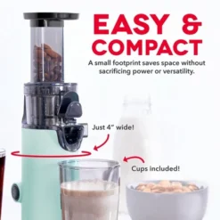 Dash Compact Cold Press Power Juicer - Aqua: Slow Juice Maker, Stainless Steel, 130W, 16oz Capacity, Hand Wash -Kitchen Appliances GUEST 09b511b8 a29a 4d57 afd1 0c35f132d86d
