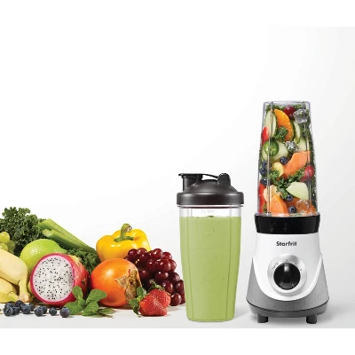 Starfrit 2-Speed Personal Blender - White: Portable Smoothie & Bullet Blender, 300W, 2 Cups, Dishwasher-Safe 3 Starfrit 2-Speed Personal Blender - White: Portable Smoothie & Bullet Blender, 300W, 2 Cups, Dishwasher-Safe - Image 3
