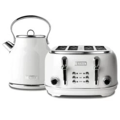 Haden Heritage 75012 1.7 Liter Stainless Steel Body Retro Electric Tea Kettle & Haden Heritage 75013 4 Slice Wide Slot Retro Toaster, Ivory White -Kitchen Appliances GUEST 0a12354a 5075 4815 a2b3 09cfe667b5e9