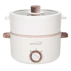Brentwood 1.6-Qt. Multi-Function Electric Hot Pot Cooker With Stainless Steel Food Steamer And Ceramic Non-Stick Coating, White, HPS-3162W -Kitchen Appliances GUEST 0bfa4c28 5c27 4b0e 9f54 1a4469c84ab0