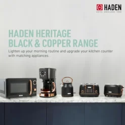 Haden Heritage 4 Slice Wide Slot Stainless Steel Toaster Bundled With 12 Cup Programmable Drip Coffee Maker Coffee Machine, Black & Copper -Kitchen Appliances GUEST 0c2ca293 2062 423c 88ba e002c83945a6