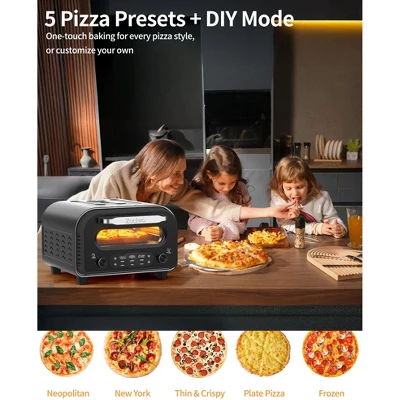 ZACHVO 1700W Electric Pizza Oven, 842°F Max, 90-Second Pizza, 12.6 Inches Stone, 5 Presets, Black 1 ZACHVO 1700W Electric Pizza Oven, 842°F Max, 90-Second Pizza, 12.6 Inches Stone, 5 Presets, Black