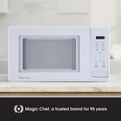 Magic Chef 0.9 Cubic Feet 900 Watt Small Stainless Countertop Microwave Oven For Compact Spaces W/ 6 Pre Programmed Cooking Modes, White -Kitchen Appliances GUEST 0eac63c1 cc15 4c24 8166 8fd267a090fe