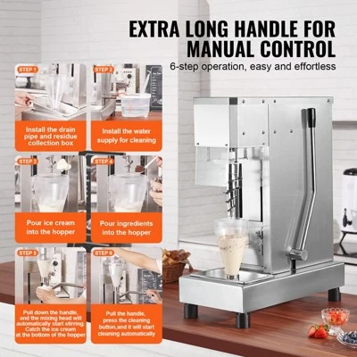 VEVOR Ice Cream Blender, 750W High-Speed Ice Cream Maker Mixer Stir Machine 1740RPM, 304 Stainless Steel Ice Cream Shaker, Silver 6 VEVOR Ice Cream Blender, 750W High-Speed Ice Cream Maker Mixer Stir Machine 1740RPM, 304 Stainless Steel Ice Cream Shaker, Silver - Image 6