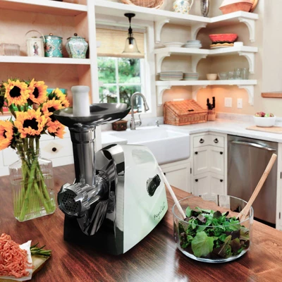 Megachef Automatic Meat Grinder - White: 1200W Food Processor, Stainless Steel, Dices & Minces, BPA-Free, 16 Volume Capacity 3 Megachef Automatic Meat Grinder - White: 1200W Food Processor, Stainless Steel, Dices & Minces, BPA-Free, 16 Volume Capacity - Image 3