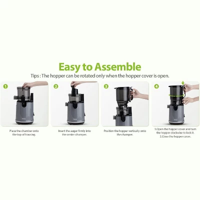 Ecoself Cold Press Juicer – 5.3" Large Feed Chute, 1.7L Capacity, Slow Masticating Juicer For Maximum Nutrients, Easy To Clean Juicer Machine Grey 9 Ecoself Cold Press Juicer – 5.3" Large Feed Chute, 1.7L Capacity, Slow Masticating Juicer For Maximum Nutrients, Easy To Clean Juicer Machine Grey - Image 9