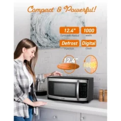COMMERCIAL CHEF 1.1 Cu Ft Microwave With 10 Power Levels, Push Button Door Lock, Turntable And Digital Controls, Stainless Steel -Kitchen Appliances GUEST 1107d518 cceb 4308 a6be 06ffcf2314db