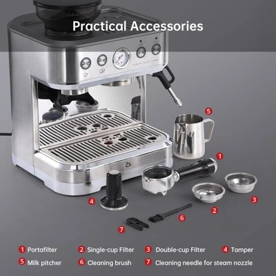 15-Bar Espresso Machine With Built-in Grinder & Milk Frother ¨C Professional Cappuccino & Latte Maker For Rich, Caf¨¦-Style Coffee At Home 5 15-Bar Espresso Machine With Built-in Grinder & Milk Frother ¨C Professional Cappuccino & Latte Maker For Rich, Caf¨¦-Style Coffee At Home - Image 5