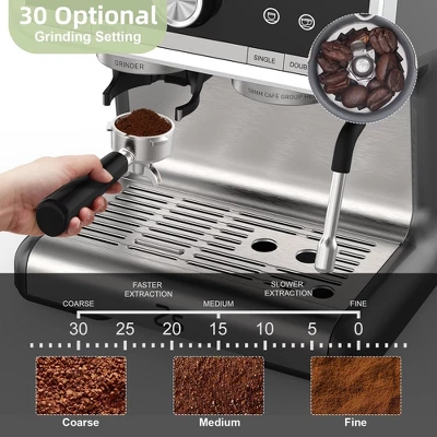 Espresso Coffee Machine 20 Bar With Built-In Grinder & Steam Wand 3 Espresso Coffee Machine 20 Bar With Built-In Grinder & Steam Wand - Image 3