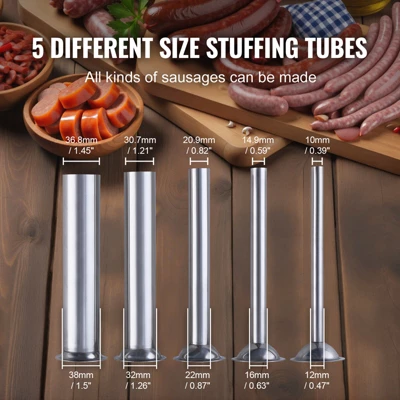 VEVOR Manual Sausage Stuffer, 10 L / 22 LBS Vertical Sausage Machine, Dual-Speed Meat Stuffer, Made Of Food-Grade 304 Stainless Steel, Silver 5 VEVOR Manual Sausage Stuffer, 10 L / 22 LBS Vertical Sausage Machine, Dual-Speed Meat Stuffer, Made Of Food-Grade 304 Stainless Steel, Silver - Image 5