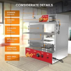 ROVSUN 49QT/46L Hot Dog Steamer, 2-Tier Hut Steamer, Hot Dog Steamer Bun Warmer Cooker 270 Hot Dogs & 58 Buns Capacity With Drawer, Removable Shelves -Kitchen Appliances GUEST 14da8303 b09b 4a92 b6cc 23c4d5360f17