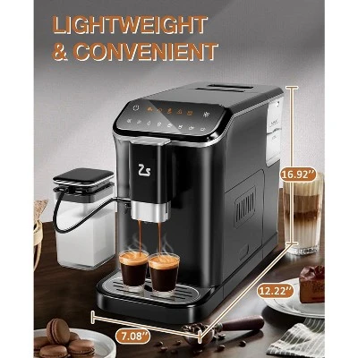 20 Bar Fully Automatic Espresso Machine 1350W Coffee Maker With Adjustable Grinder & Touch Screen Control & Automatic Milk Frother 1 20 Bar Fully Automatic Espresso Machine 1350W Coffee Maker With Adjustable Grinder & Touch Screen Control & Automatic Milk Frother