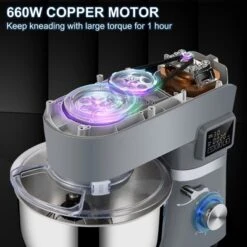 VEVOR Stand Mixer, 660W Electric Dough Mixer With 6 Speeds LCD Screen Timing, Tilt-Head Food Mixer With 5.8 Qt Stainless Steel Bowl, Gray -Kitchen Appliances GUEST 15b27f67 c61d 4b50 9b14 adbd736a7360