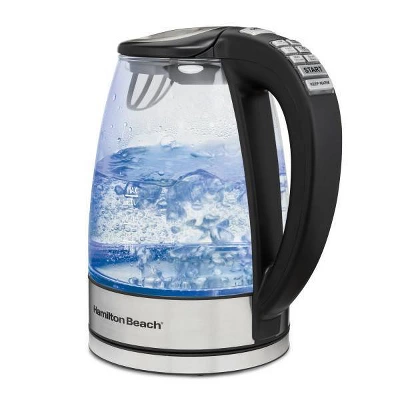Hamilton Beach 1.7L Glass Variable Temp Kettle 40941R: Electric Tea Maker, 1500W, Hand Wash, Silver, Plastic Handle & Lid 2 Hamilton Beach 1.7L Glass Variable Temp Kettle 40941R: Electric Tea Maker, 1500W, Hand Wash, Silver, Plastic Handle & Lid - Image 2