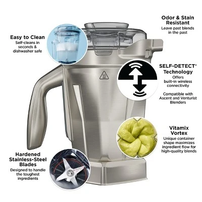 Vitamix Stainless Steel 48oz Container: BPA-Free Dishwasher-Safe Blender Accessory, Silver, 2-Piece Set 7 Vitamix Stainless Steel 48oz Container: BPA-Free Dishwasher-Safe Blender Accessory, Silver, 2-Piece Set - Image 7