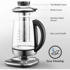 Mecity Electric Tea Kettle - 1.7L Glass, Temp Control, Preset Programs, Removable Infuser, 1200W -Kitchen Appliances GUEST 18753dc5 9b6c 40e7 8c64 4c87609d1a3c