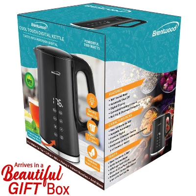 Brentwood 1,100-Watt 1.7-L Cordless Cool-Touch Digital Electric Kettle With Stainless Steel Interior, BTWKT2015DBK In Black 1 Brentwood 1,100-Watt 1.7-L Cordless Cool-Touch Digital Electric Kettle With Stainless Steel Interior, BTWKT2015DBK In Black