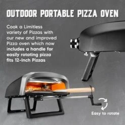 NutriChef Outdoor Pizza Oven With 360° Rotating Pizza Stone