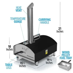 Deco Chef Portable Outdoor Pizza Oven With 2-in-1 Pellet Pizza & Grill Oven Stainless Steel