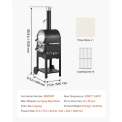 VEVOR Outdoor Pizza Oven, 12" Pellet Fire Ovens, 2-Layer Pizza Oven Wood Fired, Wood Burning Outdoor Pizza-Oven With 2 Removable Wheels, Black -Kitchen Appliances GUEST 1c677d52 e4b8 4d66 b1fd 0923deb425b2
