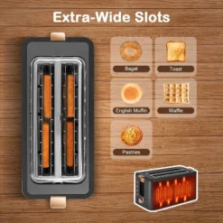 Mecity 4-Slice Long Slot Toaster - Stainless Steel, 1300W, 6 Browning Settings, With Warming Rack & Removable Crumb Tray -Kitchen Appliances GUEST 1cbbcdc4 5341 4adb 9ee1 4c54fc7a6190