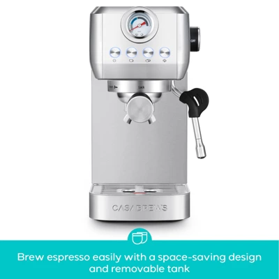 CASABREWS 3700Gense, 20 Bar Espresso Machine And Coffee Maker With Milk Frother, Silver 2 CASABREWS 3700Gense, 20 Bar Espresso Machine And Coffee Maker With Milk Frother, Silver - Image 2