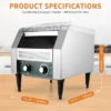 Commercial Conveyor Toaster, 300 Slices/H, 1800W 110v, 7 Temperature Settings