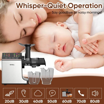 WHALL Cold Press Juicer Machine, Wide Feed Chute, High Juice Yield, Stainless Steel Masticating Juicer 5 WHALL Cold Press Juicer Machine, Wide Feed Chute, High Juice Yield, Stainless Steel Masticating Juicer - Image 5