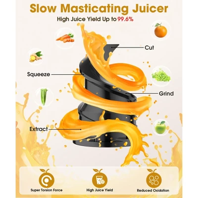 SKONYON Electric Juicer Cold Press Juicer 3.2 Inch Wide Chute 40oz Juice Container High Juice Yield Easy To Clean For Fruits And Vegetables 2 SKONYON Electric Juicer Cold Press Juicer 3.2 Inch Wide Chute 40oz Juice Container High Juice Yield Easy To Clean For Fruits And Vegetables - Image 2