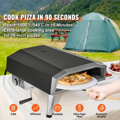 VEVOR Outdoor Pizza Oven, 16-inch, Gas Fired Pizza Maker, Portable Outside Stainless Steel Pizza Grill With 360° Rotatable Pizza Stone 2 VEVOR Outdoor Pizza Oven, 16-inch, Gas Fired Pizza Maker, Portable Outside Stainless Steel Pizza Grill With 360° Rotatable Pizza Stone - Image 2