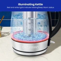 Chefman 1.8L Rapid-Boil Kettle With Keep Warm And Tea Infuser - Stainless Steel: Electric Water Boiler, 1500W, Silver -Kitchen Appliances GUEST 22cd8550 28a3 49ab 8505 3c6fd84dcb89