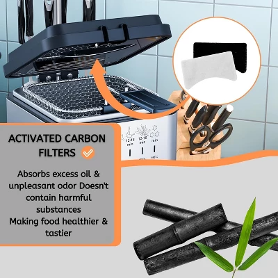 Nispira FDM1501BR Charcoal Oil Vapor Air Fryer Replacement Filters For OVENTE 1.5 Liter Electric Deep Fryer, 6 Packs 1 Nispira FDM1501BR Charcoal Oil Vapor Air Fryer Replacement Filters For OVENTE 1.5 Liter Electric Deep Fryer, 6 Packs