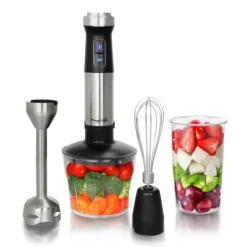 MegaChef 4-in-1 Multipurpose Immersion Hand Blender - Silver: Portable Handheld, 300W, 2 Speeds, Includes Chopper & Whisk -Kitchen Appliances GUEST 23d32c9f 9508 4fed 919e 89300fa5fd8b