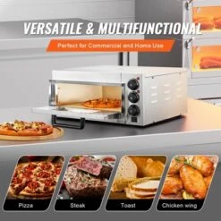 VEVOR Commercial Pizza Oven Countertop, 16" Single Deck Layer, Stainless Steel Electric Pizza Oven With Stone And Handle, Multipurpose Pizza Maker -Kitchen Appliances GUEST 240eeca3 9903 4aa2 8b4f b3062f5829e5