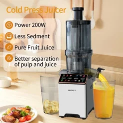 WhallPro Cold Press Juicer Machine With Touchscreen, Slow Masticating Machines With 3" Extra Large Feed Chute, Reverse Function, Soft & Hard Models -Kitchen Appliances GUEST 25c6f4a1 2b06 4c0a b61b aeee979f7f17
