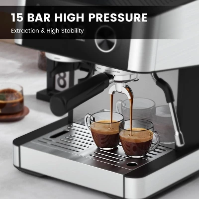 Kismile 15 Bar Espresso Machines With Grinder, Professional Espresso Maker With Removable Water Tank, Milk Frother Steam Wand 8 Kismile 15 Bar Espresso Machines With Grinder, Professional Espresso Maker With Removable Water Tank, Milk Frother Steam Wand - Image 8